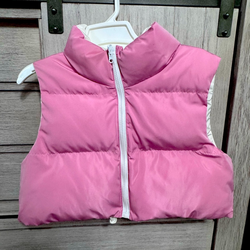 FPM cropped, pink reversible, puffer vest